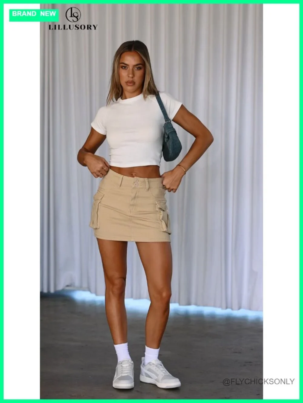 Women Denim Cargo Mini Skirt with Pockets Summer Y2K